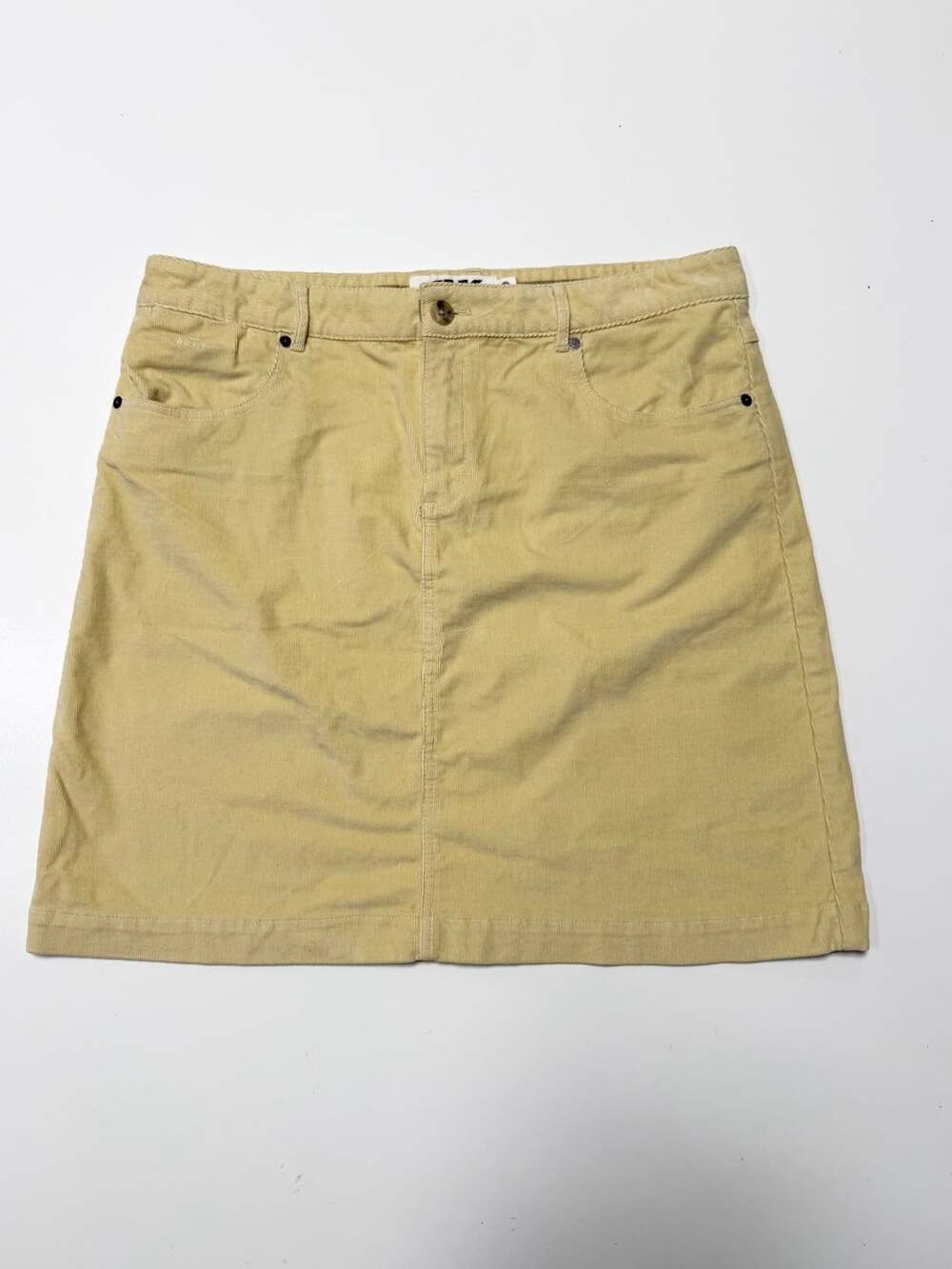 Mountain Khakis Women's 16 Corduroy Mini Skirt Butter Yellow Cream 5-Pocket A-Li